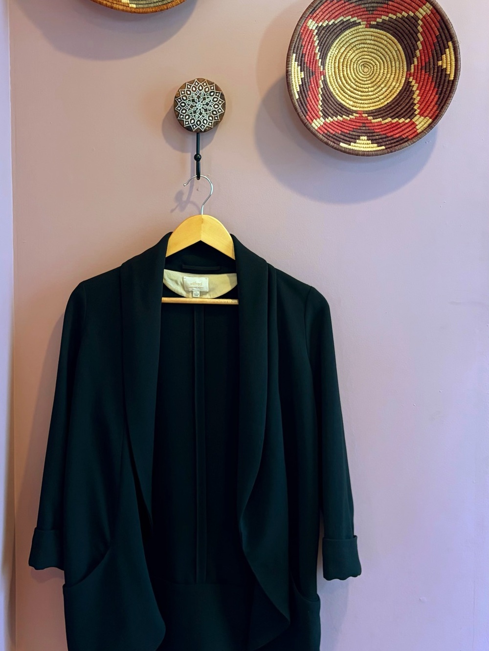 Aritzia Wilfred Black Open-Front Draped Jacket | Size 4